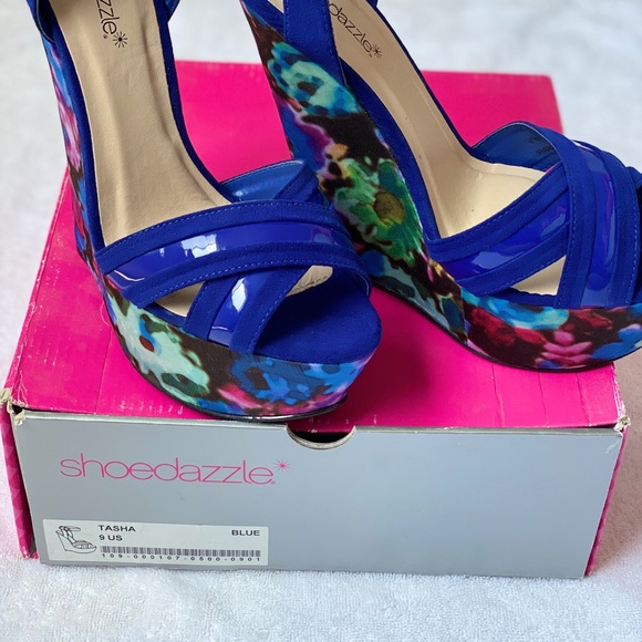 SOLDTasha floral velvet women’s Wedge Sandals 9 - Picture 7 of 8